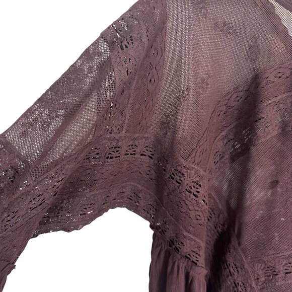 Free People Lace Swing Mini Oversized Dress - Bell Sleeves, Tie‑Back, Size Small - Picture 4 of 10